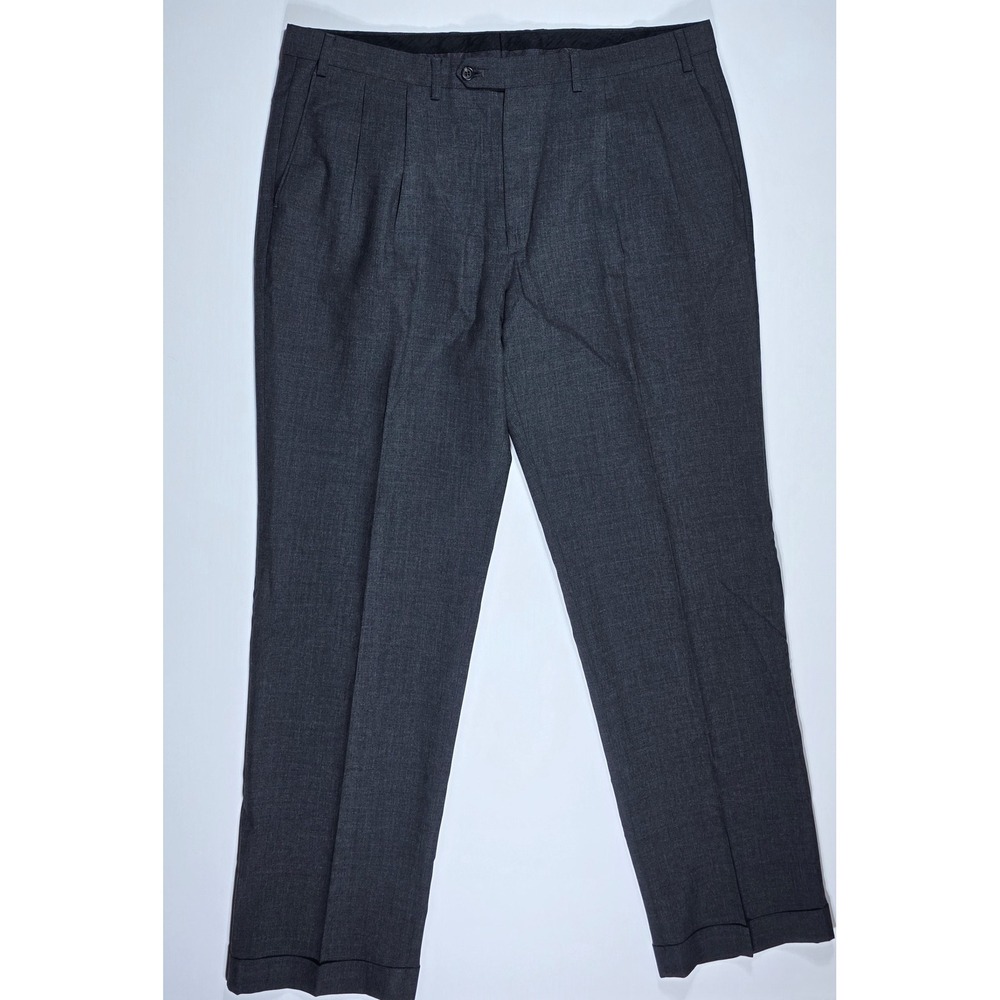 Lauren Ralph Lauren Men's Gray Pleated Cuffed Dress Pants 40W 32L